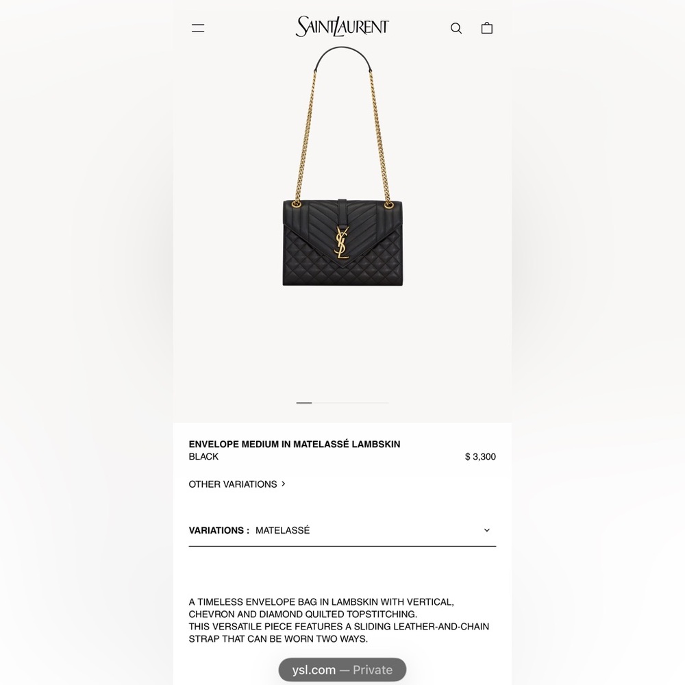 Yves Saint Laurent medium envelope bag - Picture 6 of 6